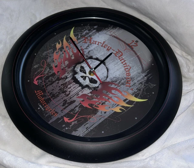 HARLEY DAVIDSON WALL Clock Flame Skull Realistic Motorcycle Sounds