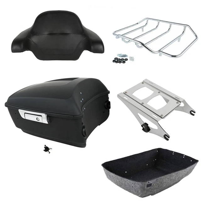 Matte King Trunk Backrest Pad Rack Mount Fit For Harley Tour Pak Road King 14-23