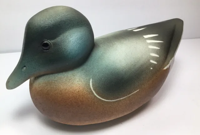 Vintage Hand Made By Helmsdale Pottery Scotland Duck Figure, Gold Label