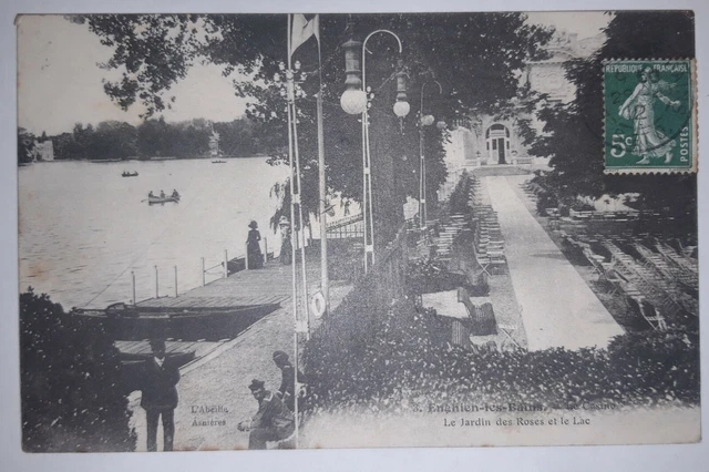 Cpa 95 Enghien Les Bains - Le Jardin Des Roses Et Le Lac