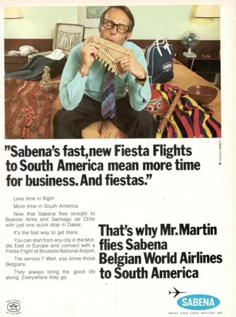 Sabena Airlines Belgique Publicité 1 Page 1971 And Fiestas