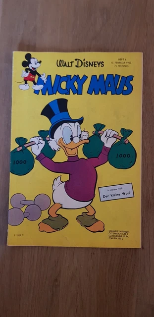 Micky Maus Heft Nr.6 von 1962 (Zustand 1-2) mit Sammelbild / ohne Sammelmarke
