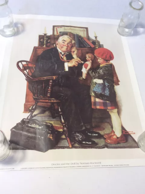 1972 Norman Rockwell Print 11 x 14 The Doctor And The Doll Litho In USA Curtis