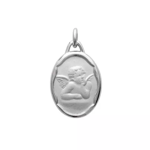 PENDENTIF Ange Ovale Medaille Bapteme en Argent 925/000