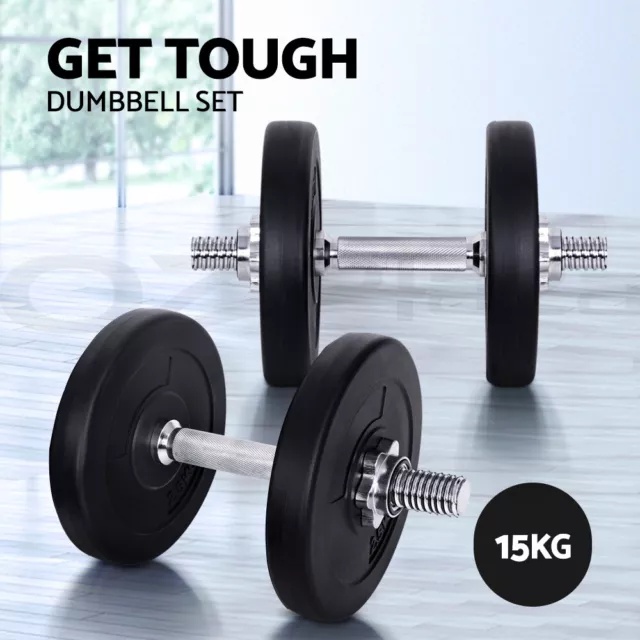 Everfit 15KG Dumbbells Dumbbell Set Weight Training Plates Home Gym Fitness