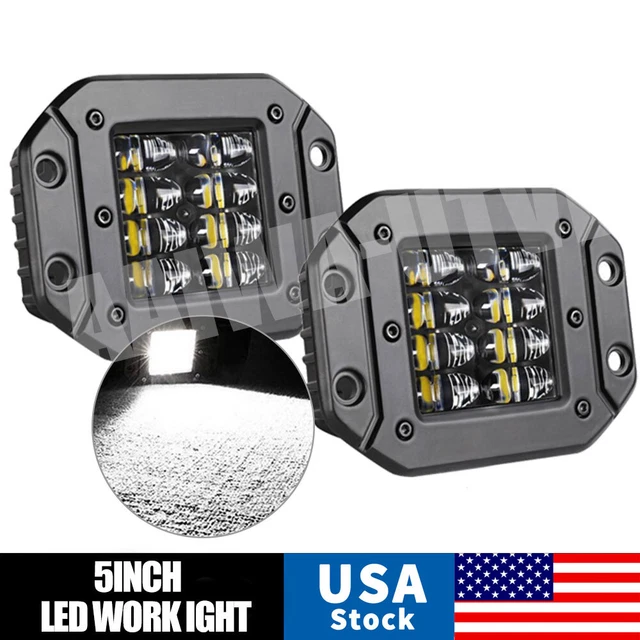 2X 5" Flush Mount LED Work Light Bar Rear Bumper Reverse Pods Dual Row Driving