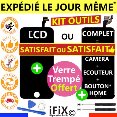 ECRAN LCD IPHONE 6/6s/7/8/Plus X/XR/XS + VITRE TACTILE COMPLET SUR CHASSIS