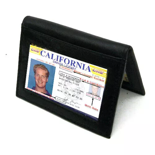RFID Blocking Black Genuine Leather Men's Bifold Wallet ID Credit Card Holder