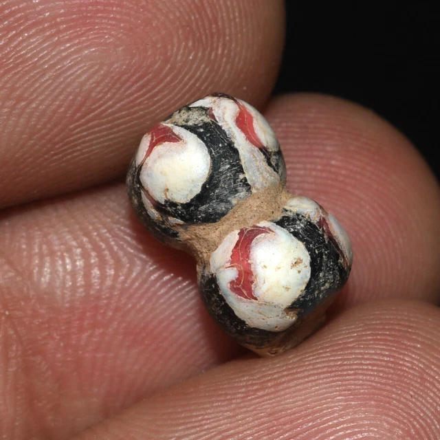 Ancient Roman Islamic Mosaic Gabri Glass Bead with Rare Pattern Ca. 8th Century