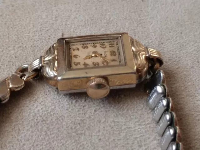 1938 Donna Elgin Grado 531 15J Art Déco Orologio G/F Custodia & Bracciale L 3