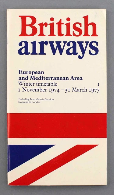 British Airways European & Mediterranean Timetable Winter 1974/75 Seat Maps 1-11