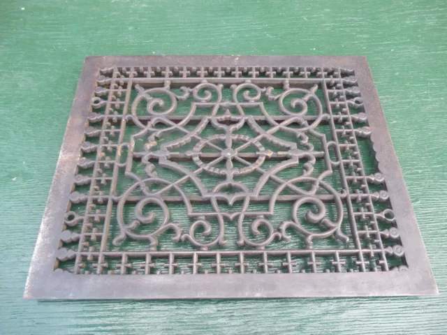 Antique Victorian Decorative Cast Iron Floor Heat Vent Grille Grate 16x20