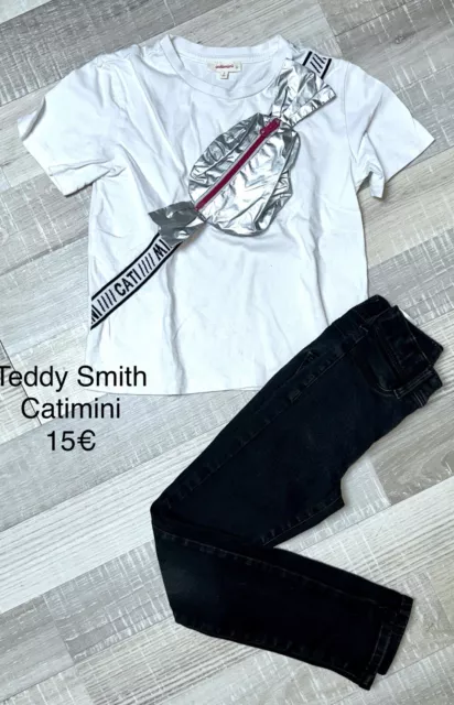 CATIMINI TEDDY SMITH  8 ANS Fille : T SHIRT BONBON  + jean