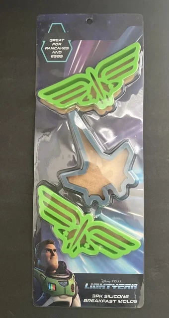 Moldes de silicona para desayuno huevo panqueques Disney Pixar Lightyear 3 piezas nuevos sellados
