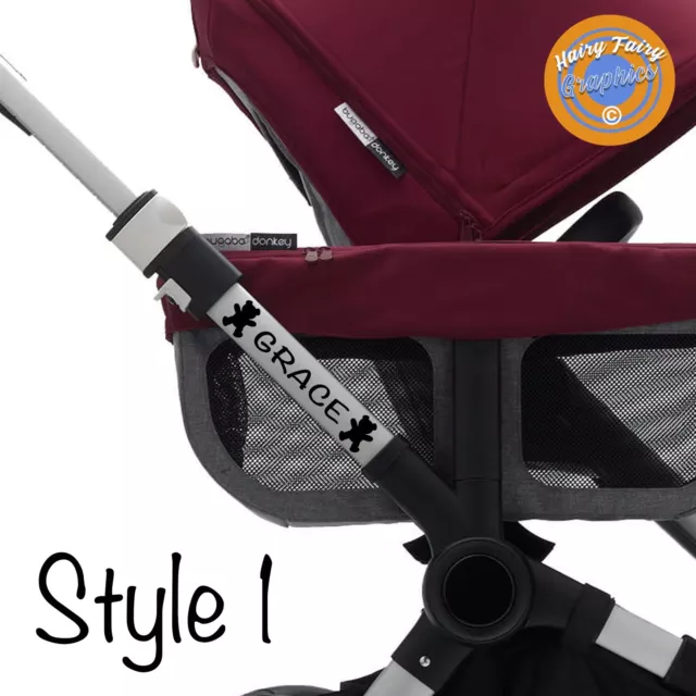 3 x PERSONALISED NAME STICKERS FOR BABY PRAM PUSHCHAIR STROLLER BUGGY