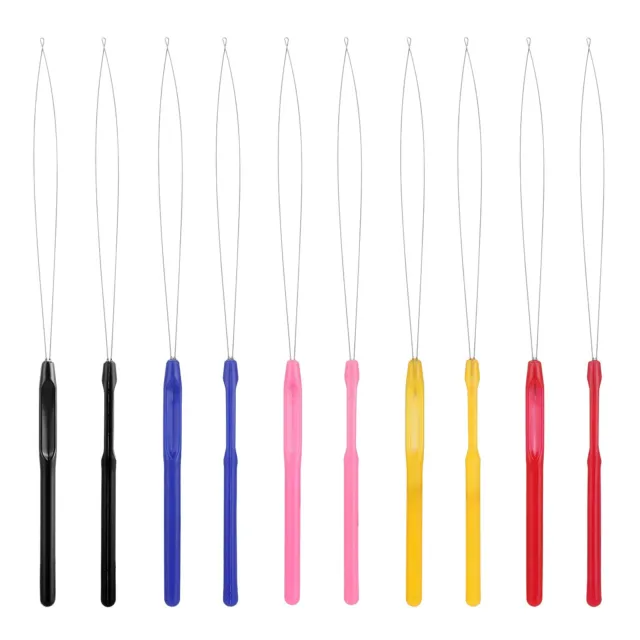 10PCS Hair Extensions Loop Needle Threader Bead Device Pulling Hook Tool for Mic