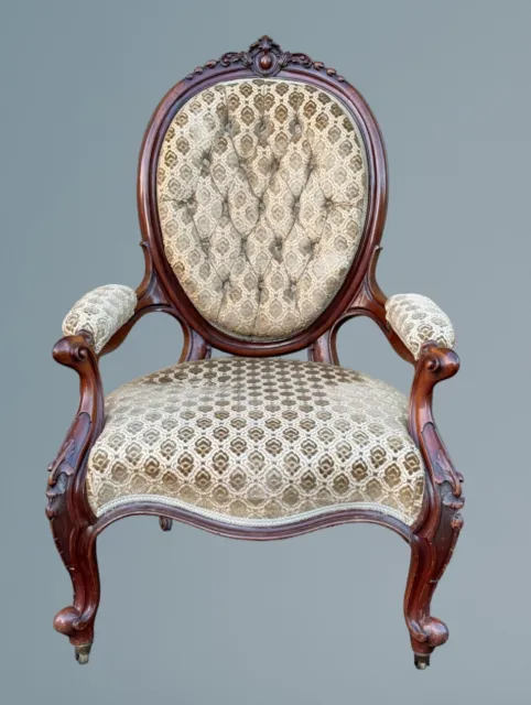 Victorian Walnut Cabriole Leg Armchair