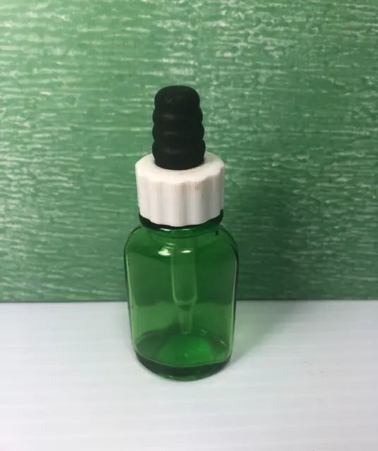 Vintage 1930’s Green Medicine Bottle - Eye Dropper with Glass and Rubber Dropper