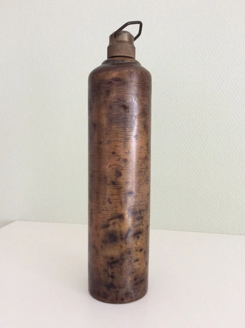 Antik Kupfer Messing Wärmflasche Bettflasche Zylinder