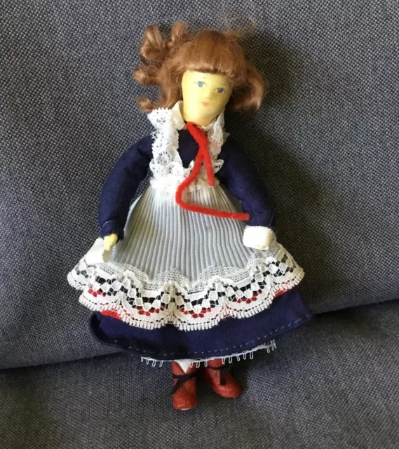 Erna Meyer Dollhouse Miniature Stockinette Girl Germany Handcrafted Vtg 1:12
