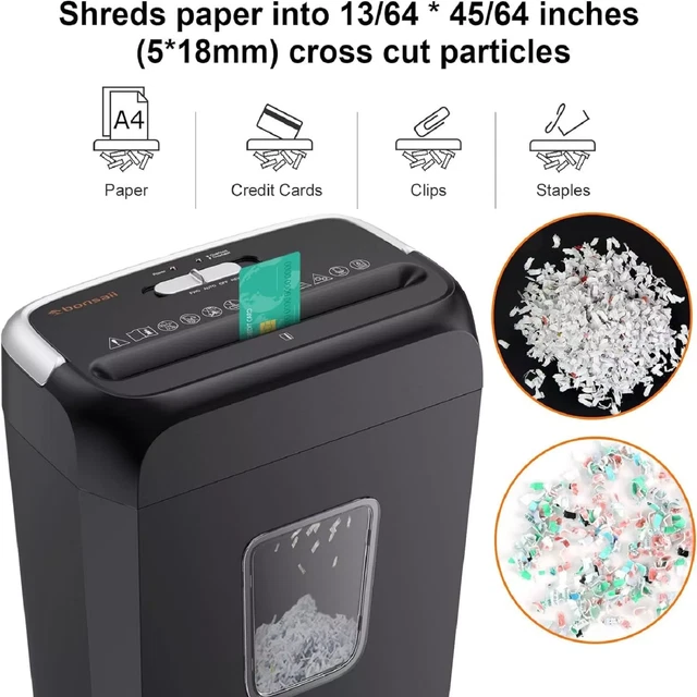 COMMERCIAL PAPER SHREDDER Industrial 6 Sheet Cross Cut Heavy Duty Home ...