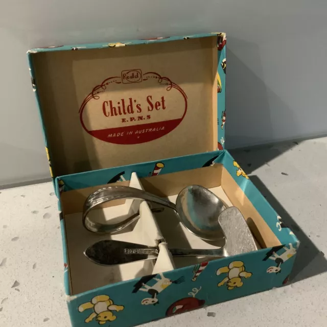 VTG RODD 1960s Silver Plated Child Set In Original Box-Australia