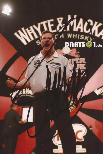 DARTS: JAMES WADE 'THE MACHINE' SIGNED 6x4 ACTION PHOTO+COA **PROOF**