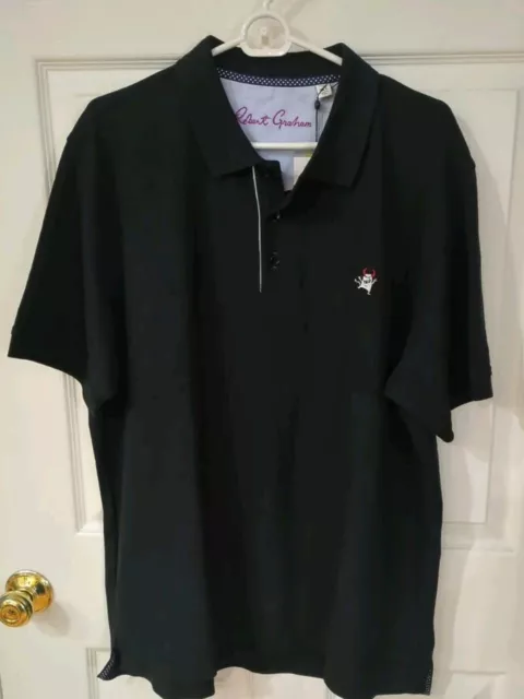 NWT Robert Graham Embroidered Black Devil Polo Shirt Size 2XL