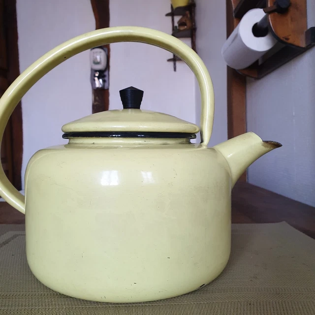 Bouilloire Ancienne En Tôle Émaillée Blanc - Vintage Français, Années 1900 - Occasion