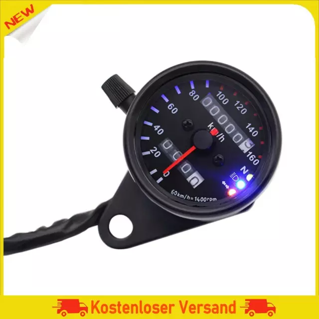 Retro 12V Motorcycle Speedometer Odometer with Neutral Gear Headlight Indicator