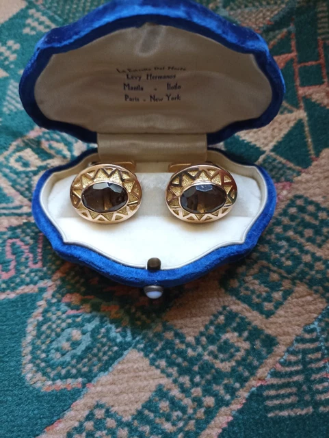 Boutons De Manchette En Or 9 Carats Avec Citrines Facettées - Occasion élégante