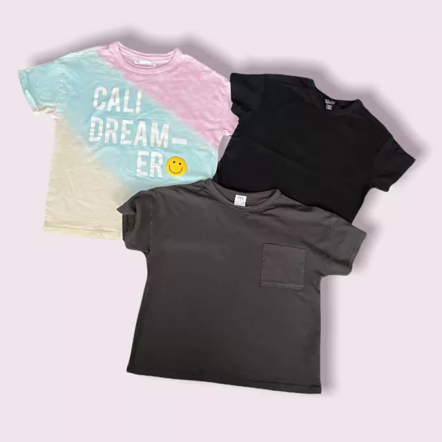 T-shirt bambina 10 - 11 anni x 3 - PACCHETTO grigio nero cravatta tintura Zara nuovo look 2