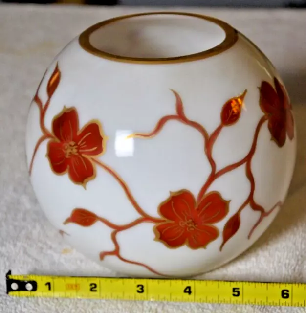 Superbe Vintage Main Peint Floral Globe Vase 15.2cm
