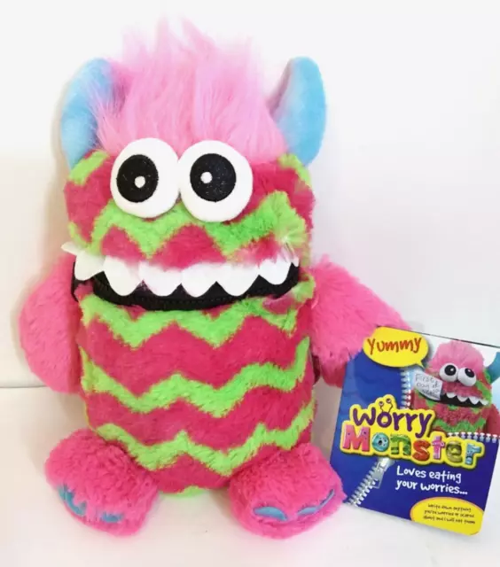 Juguete suave de peluche GOSH Worry Monster verde rosa azul 9 in Loves comer tus preocupaciones