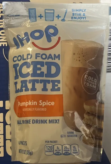 6 Bags IHOP Cold Foam Iced Latte Pumpkin 🎃 Spice July 23/24 36 Mix Packets