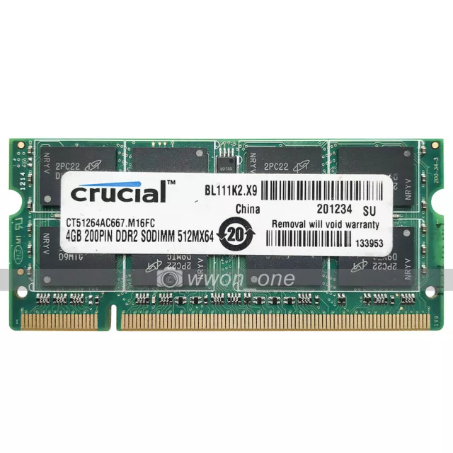 Crucial 4GB 8GB 16GB RAM PC2-5300 DDR2 667Mhz 200Pin SODIMM Laptop Memory RAM