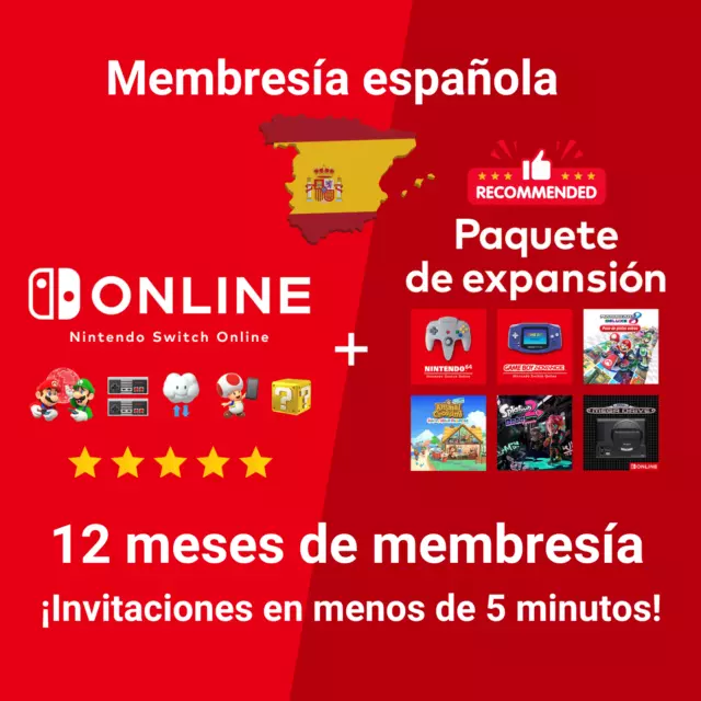 🔥 Nintendo Switch Online + Paquete de expansión • Membresía española! 12 meses