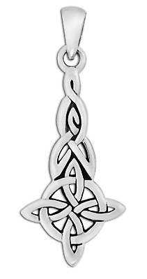 Sterling Silver Quaternary Witches Knot Celtic Pendant - Wicca Witch Jewelry