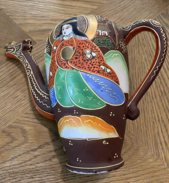 10 - Antique Items Incl 1920's Moriyama Mori Machi handpainted Lg & Sm Teapot +