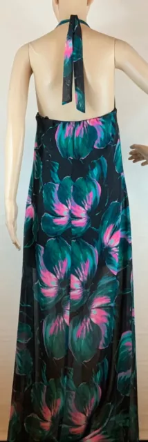 Jennifer Lopez Maxi Halter Dress women 6P Floral Chiffon Lined 3