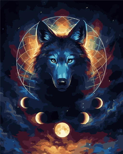 Cartoon Wolf  Paint By Numbers Kit Acrylic Oil Painting Adult Kids Canvas DIY UK