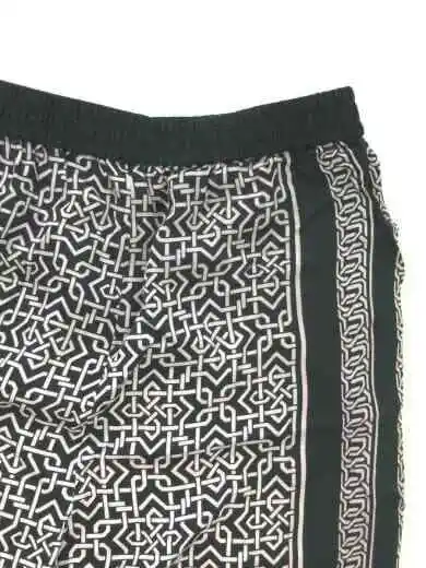 HERMES Scarf Print Wide Pants 1 Rayon BLK Total Pattern 534 0130212