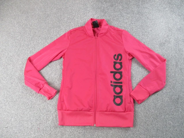 Giacca da pista Adidas ragazze 13-14 anni rosa cerniera intera maniche lunghe tasche giovani 3