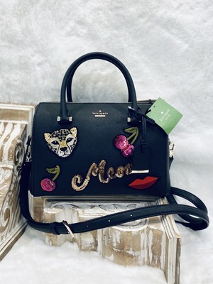 NWT Kate Spade Ma Cherie embellished Large Lane Purse satchel handbag black NEW