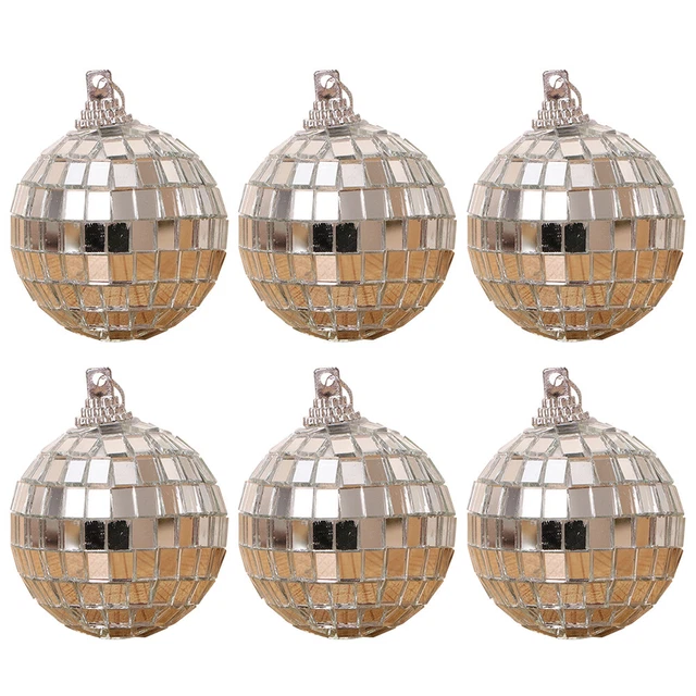 6pcs Mirror Balls Reflective Glass Ball Disco Xmas Tree Home Festive Party Decor