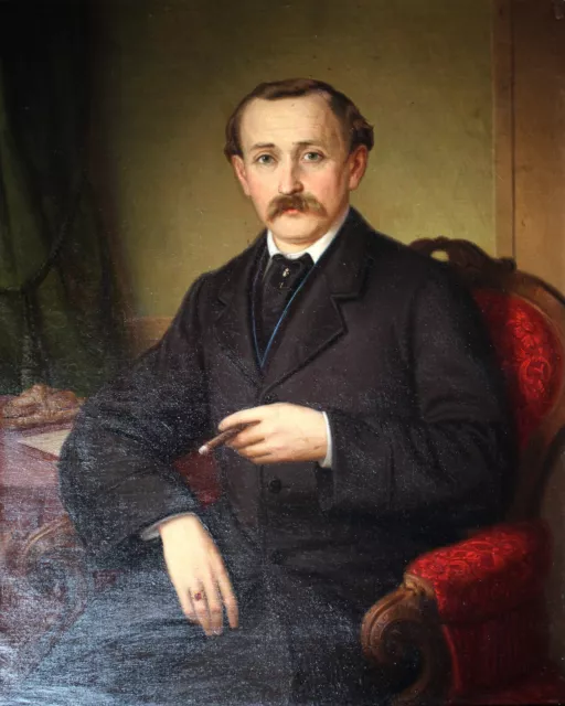 Franz Paul Widmann (1829-1897) Biedermeier Porträt eines Herrn im Sessel 1868
