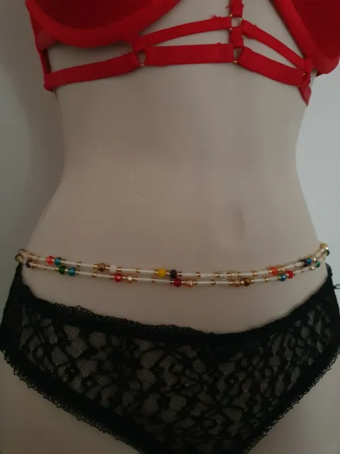Deux perles africaines sexy taille simple, 47 pouces de long neuves GRATUITES UK P&P