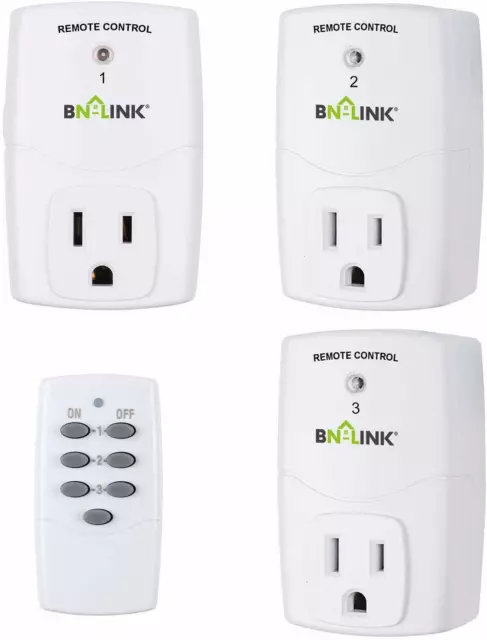 Fosmon WavePoint [ETL Listed] 125V/15A Wireless Outlet Plug with 3-Button  Wall Switch - White