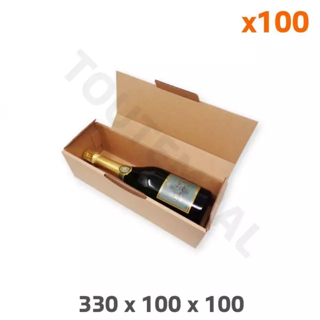 Boîtes en carton brun format 1 bouteille Champagne 330 x 100 x 100 mm (par 100)