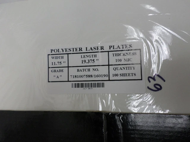 Laser Polyester Plates (Offset Printing) - 63 @ 11.75 x19.375" AND 58 @ 11x18.5"
